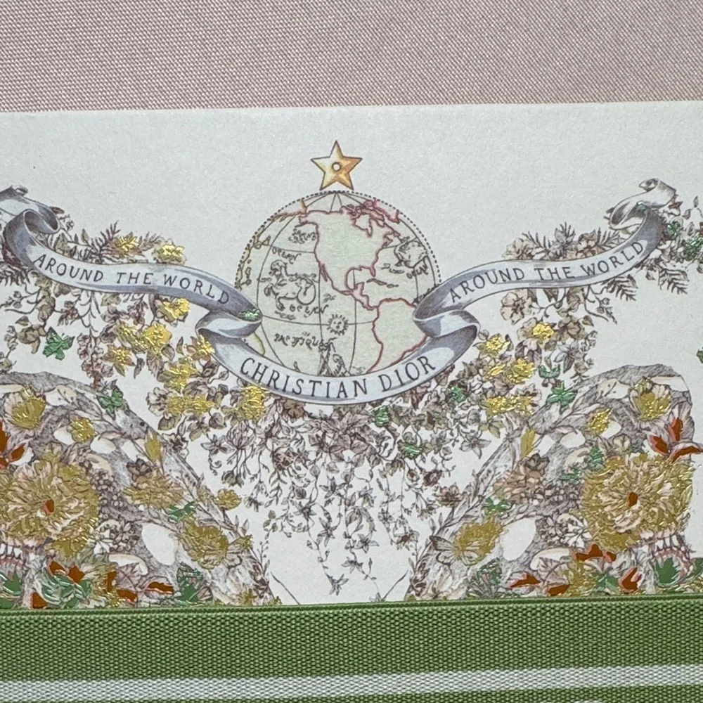 Dior Around the World Notebook with Gold and Green Globe Design